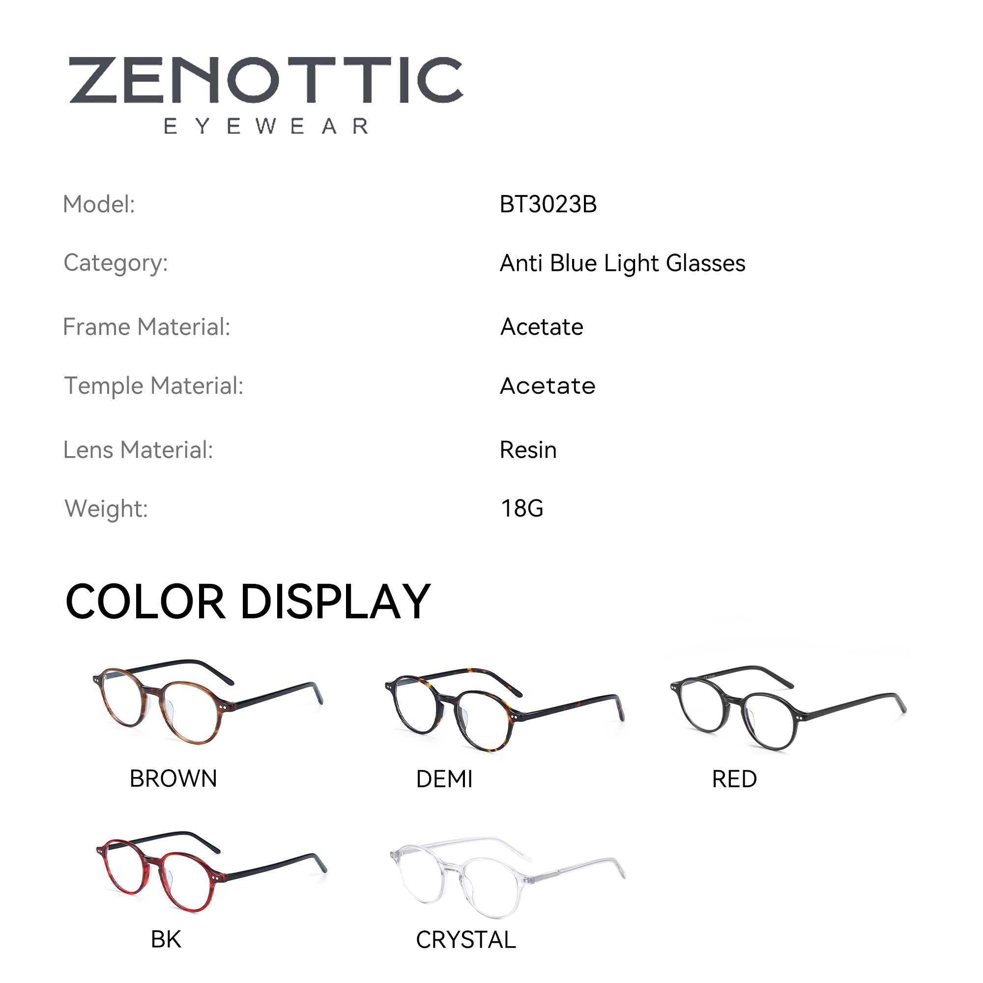 ZENOTTIC Retro Prescription Progressive Eyeglasses Round Myopia Glasses  Anti Blue Light Photochromic Optical Eyewear Women Men