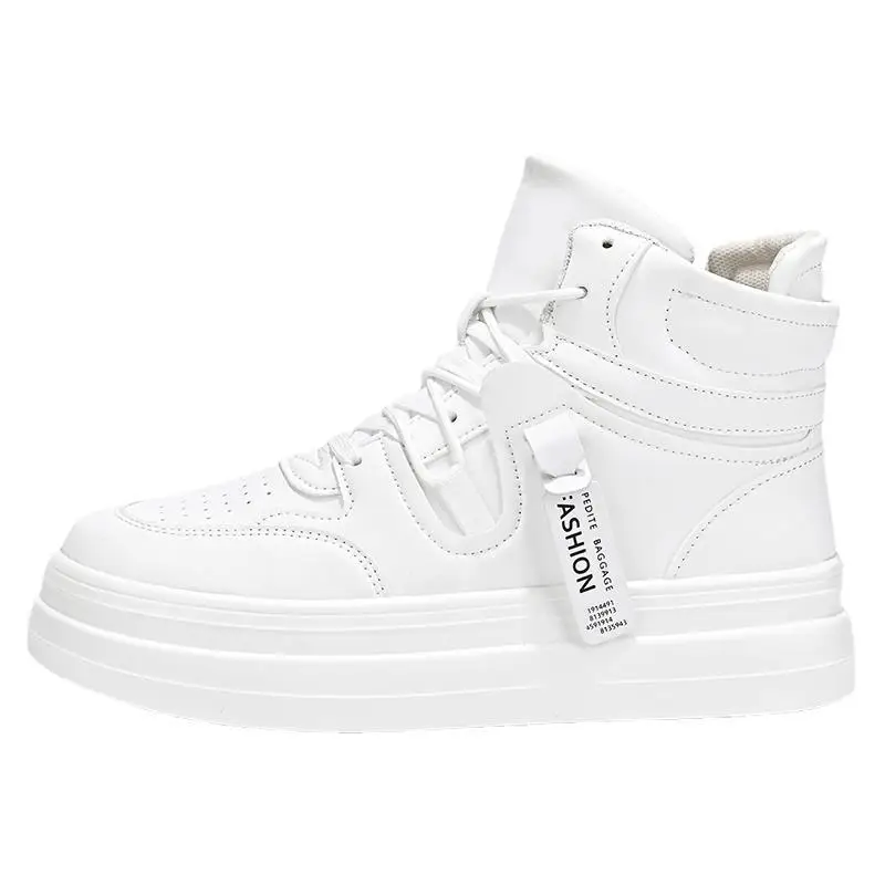 New Autumn/Winter Men's Casual Sneakers 12cm Increased Height 10cm Thick Sole White Shoes High Top Rubber Base Male Footwear