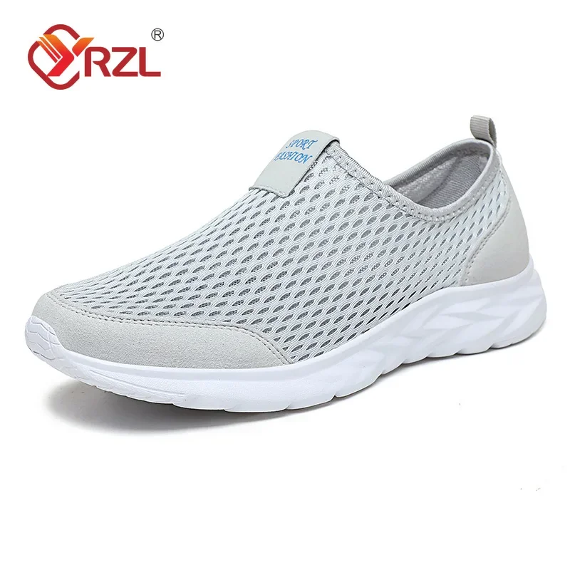 YRZL Men's Sneakers Breathable Mesh Men Casual Shoes Outdoor Non-Slip Big Size Loafers Walking Lightweight Male Tennis shoes