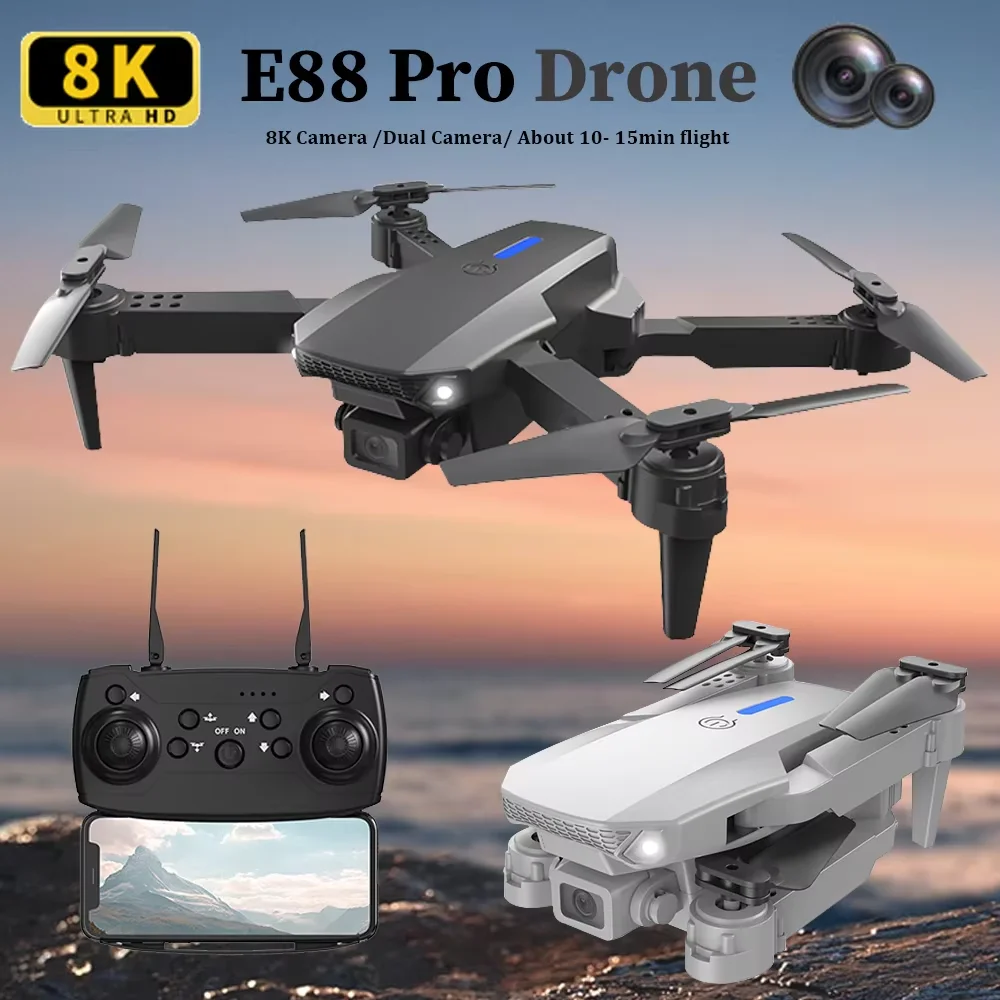 2025 E88 Professional HD 4K RC Drone Wide Angle Camera Foldable Helicopter Quadcopter Aircraft Kid Gift Toys By KBDFA