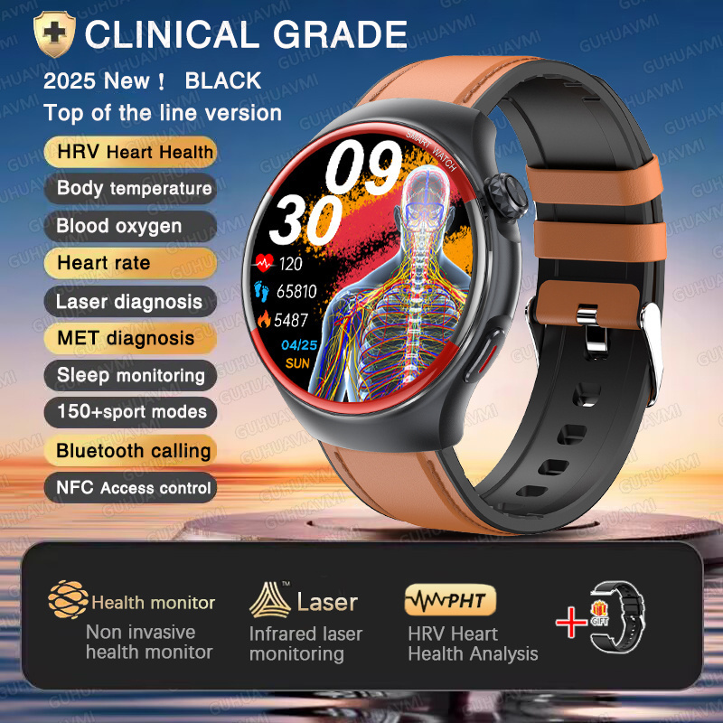2025 New Nursing Health laser Cure Blood pressure Smart Watch Men Heart rate Pulse Sleep Bluetooth call Body Monitor Smartwatch