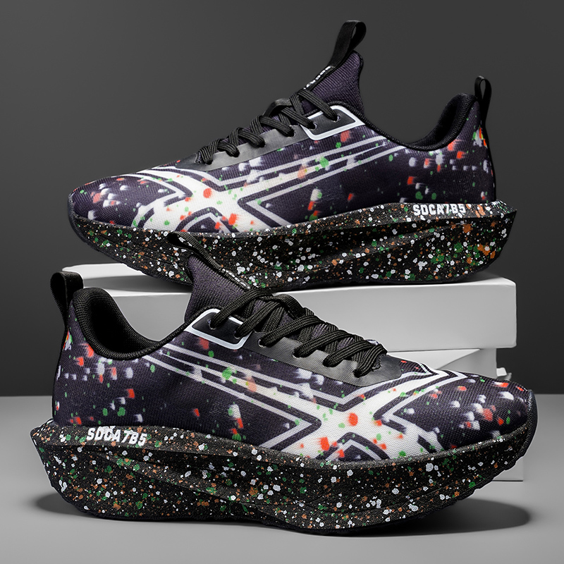 Men's Breathable Road Running Shoes - Shock-Absorbing and Wear-Resistant Soles, Eva Cushioning Pads, Lightweight Low-Top Sneakers with Striped Design, Suitable for Gym, Jogging and Everyday Wear, Styl