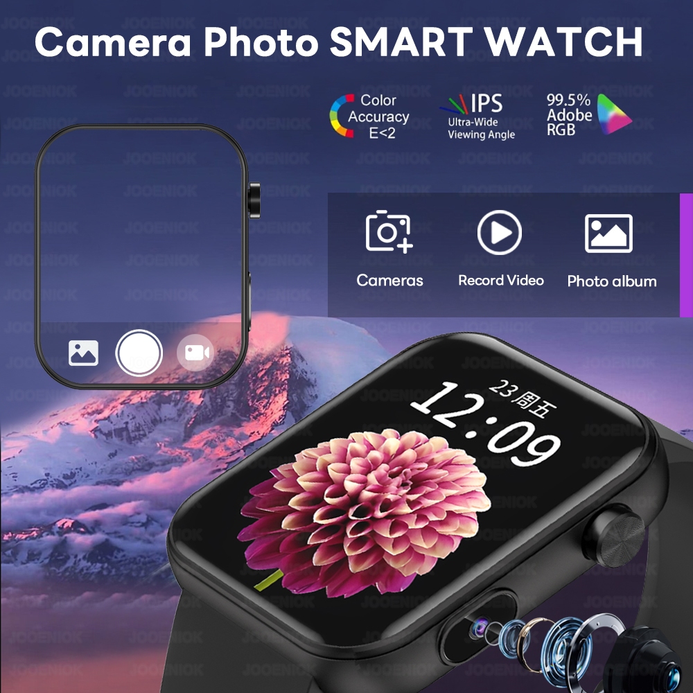 2025 New Smart Watch Men Women Camera Take Photos Record Video Health Monitor Sports Fitness Waterproof BT Call Smartwatch