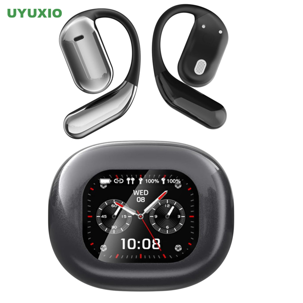 UYUXIO AI Language Translation Earbuds Real Time LCD Touch Screen Open Ear Wireless Headphone with 144 Language for Business