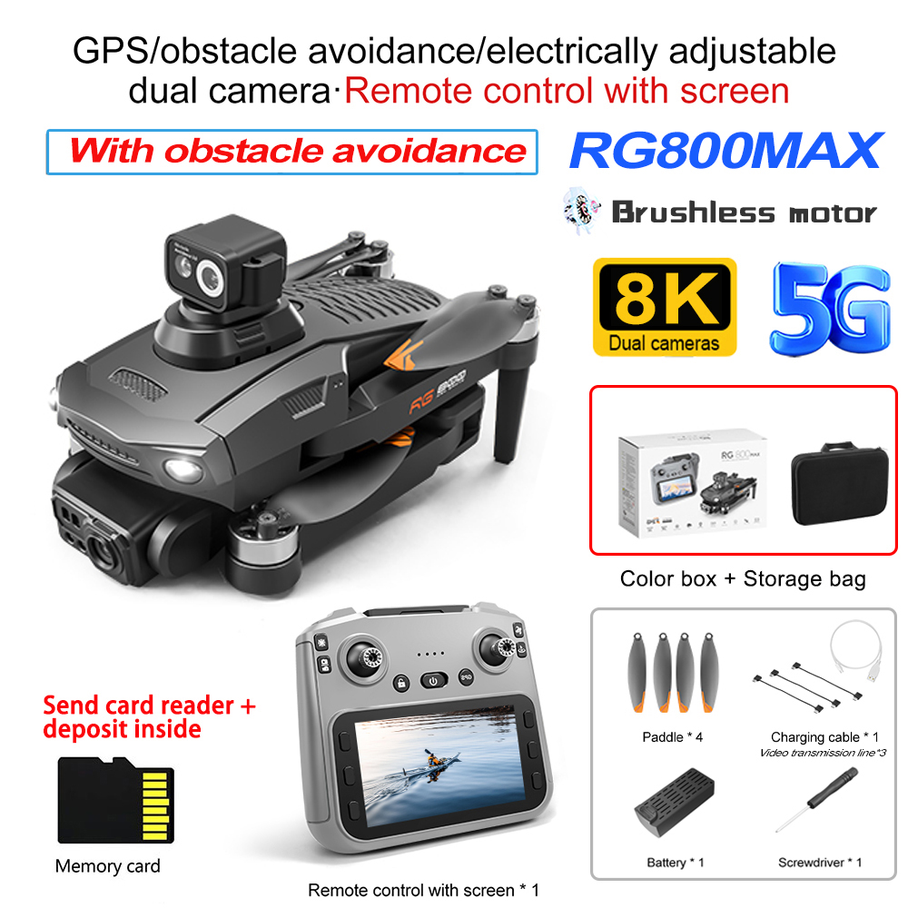 RG800 MAX Drone 8K Professional HD Camera with Large Screen 5G WIFI FPV Dron Brushless Obstacle Avoidance Folding RC Quadcopter