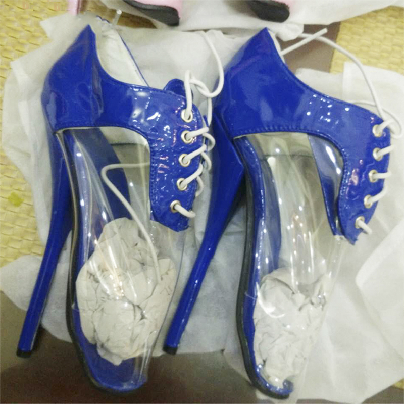 Transparent PVC Sexy Women Pumps Shoes 18CM Super High Ballet Heels Size 36-46