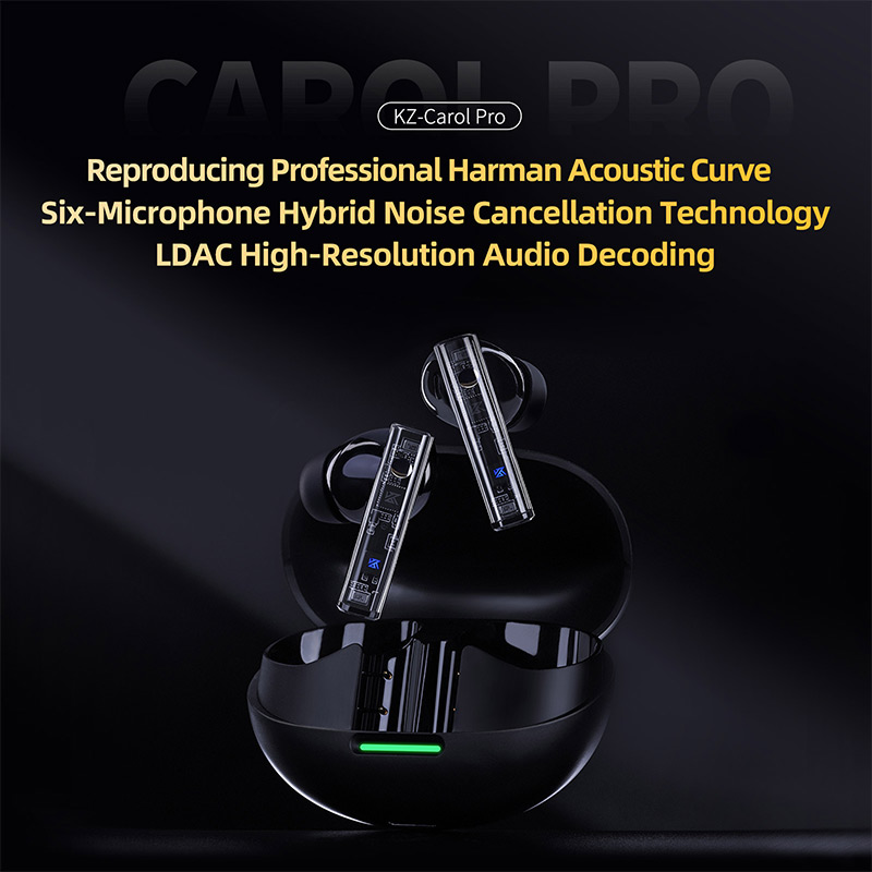 KZ Carol  Pro ANC True Wireless TWS Bluetooth 5.4 Earphone 6 Mics Active Noise Canceling in-Ear waterproof Stereo Earbuds