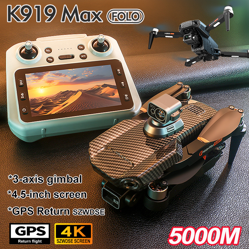 K919 Max Drone GPS 4K Professional HD Dual Cameras 3-Axis Gimbal 5G WIFI Brushless Obstacle Avoidance Foldable Quadcopter Toys