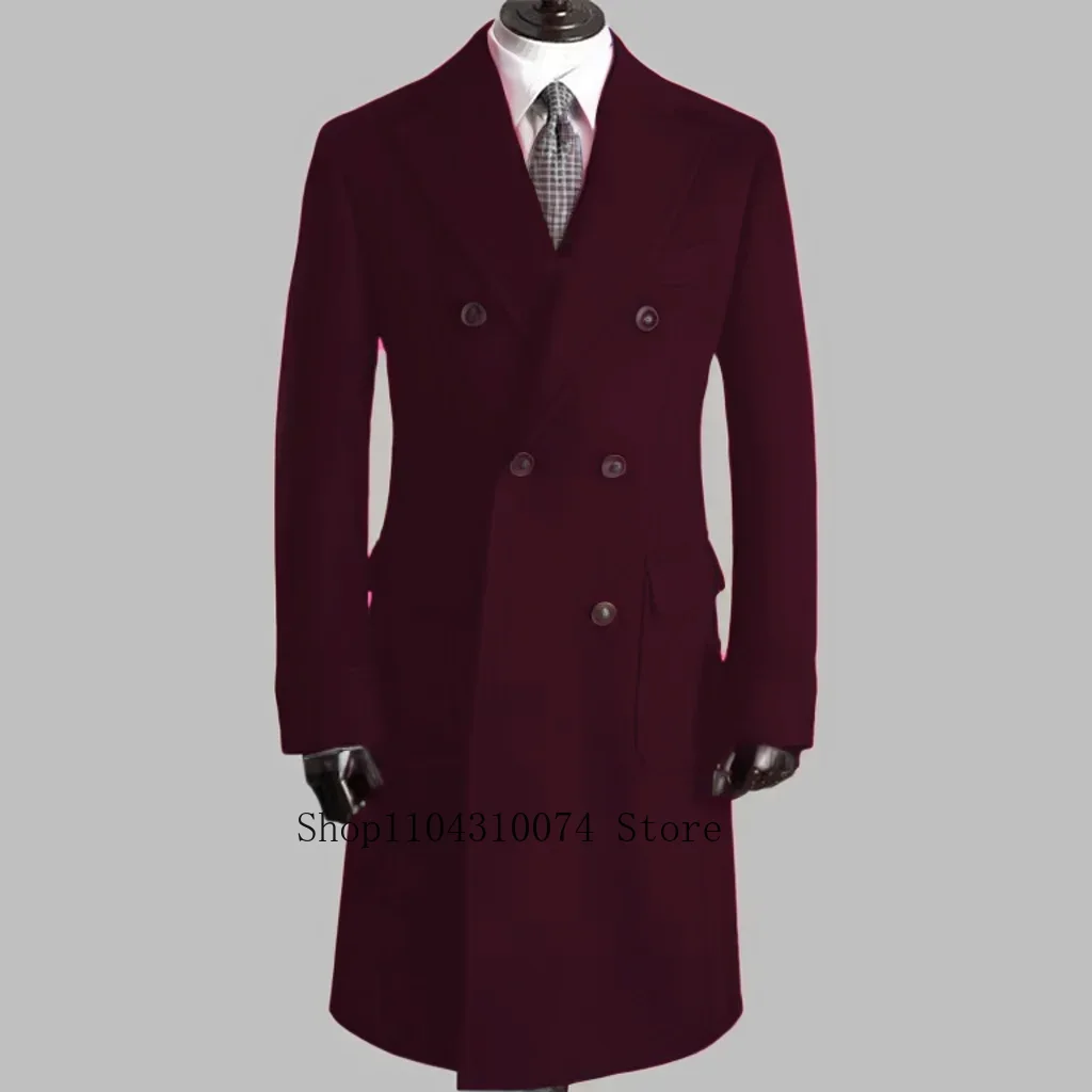 Trench Coat with Notched Lapel and Double-breasted ，comfortable Winter Jacket for Men，Double Breasted，Warm, Coat Customization