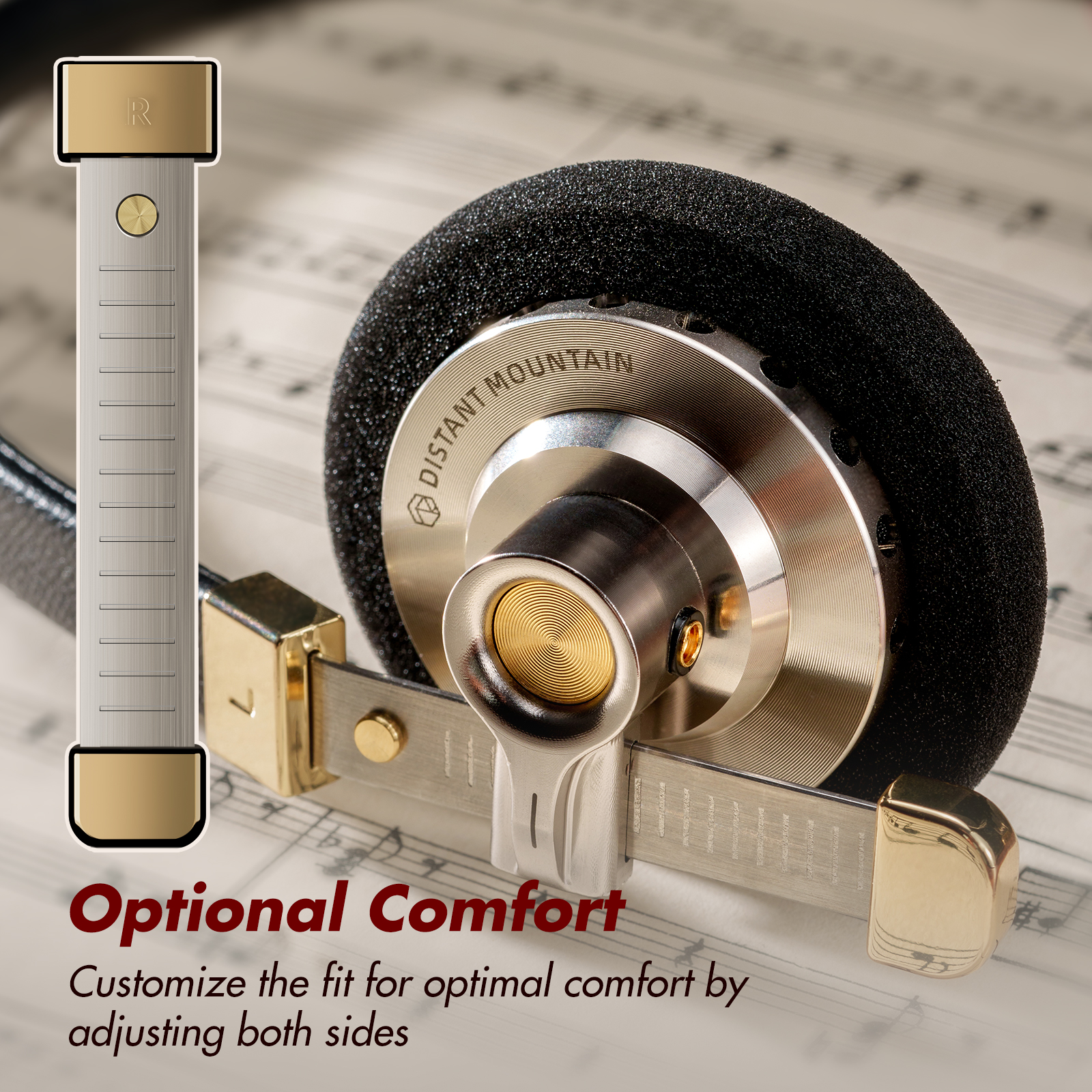 ROSESELSA Distant Mountain Retro On-Ear Wired Headphones Fashionable Headset Metallic HiFi Earphones