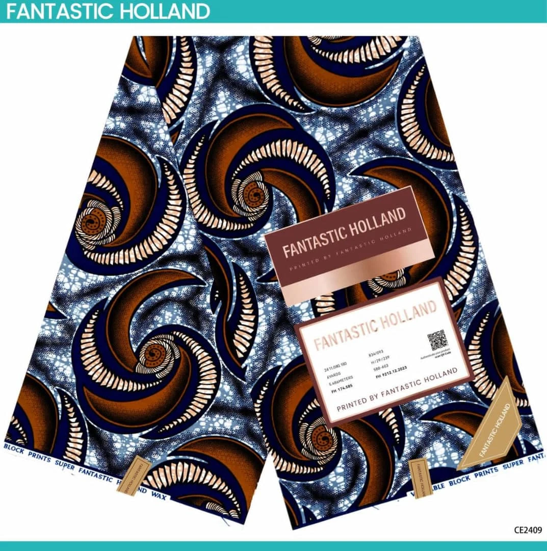 Legendary Elegance: Original Fantastic Holland Veritable Block Prints – Premium Atamfa Turmi Dashiki Fabric for Elite African Fashion