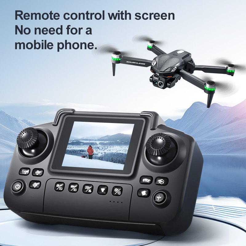 S168 Mini Drone 4K Professional HD Camera with Large Screen 2.4G WIFI FPV Dron Brushless Optical Flow Hover Folding Quadcopter