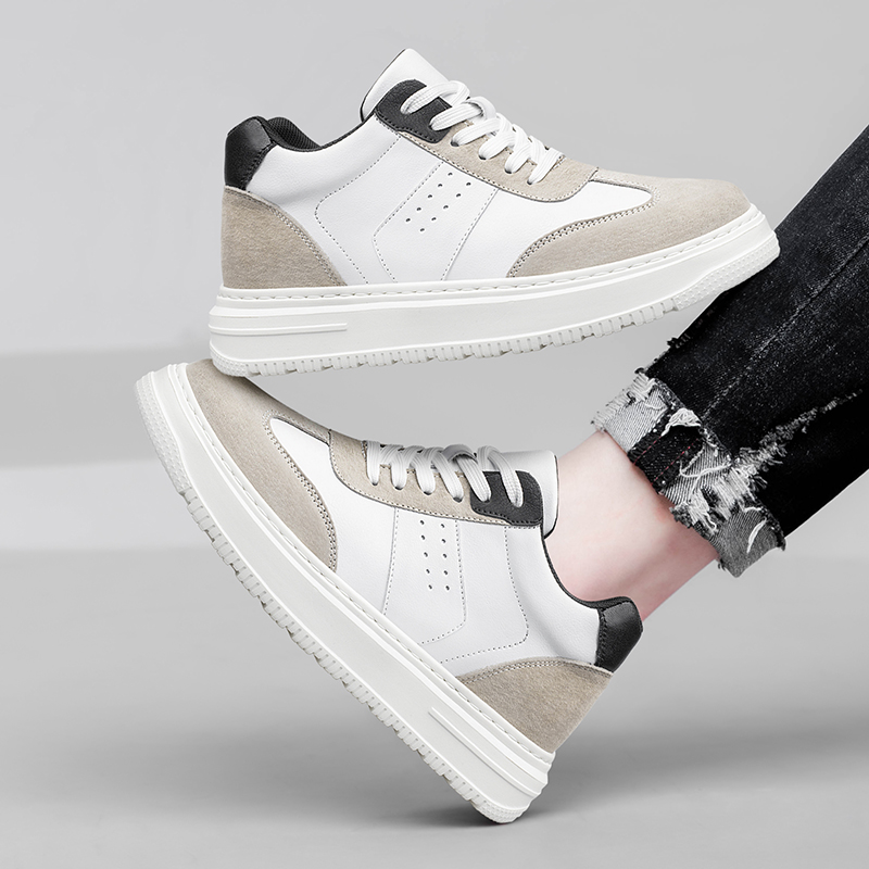 2025Mens Elevator Shoes Height Increase Invisible 6/ 8cm Sports Sneakers Elevate Taller Lift Leather Shoes