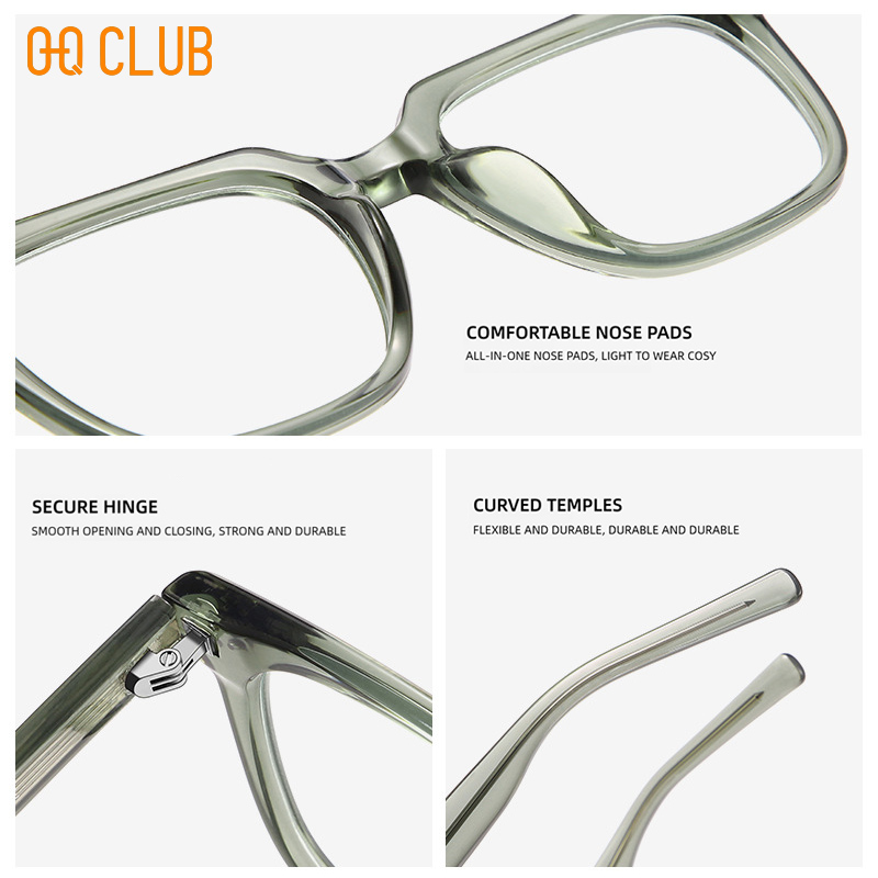 O-Q CLUB Square Eyeglasses Women's Grade Glasses Man Style Blue Light Intelligent Progressive Multifocal Lenses to Read Eyewear