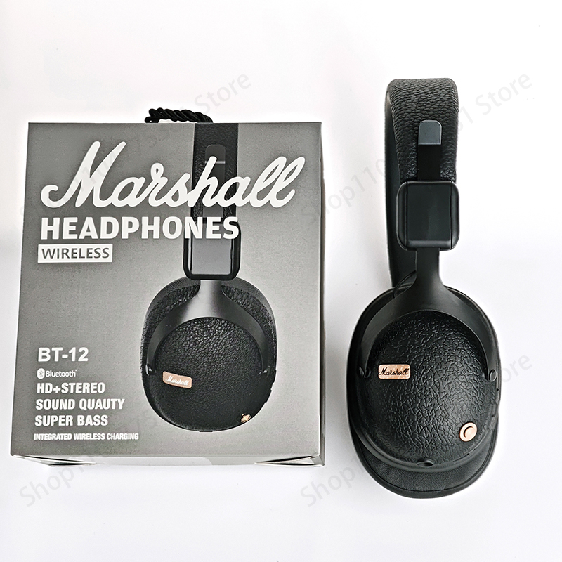 MARSHALL BT12 Wireless Headphones, Active Noise Cancellation, Hi-Fi Audio, Comfort Fit, waterproof Bluetooth Retro Music Headset