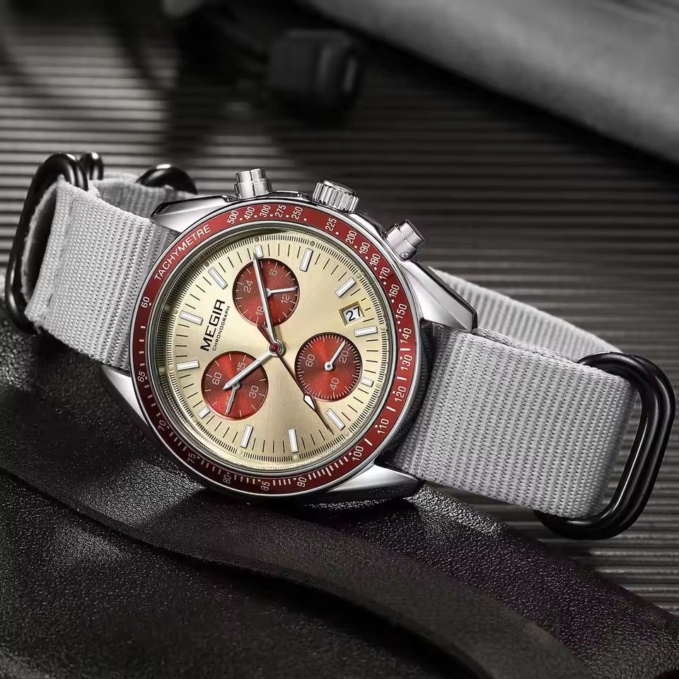 MEGIR 2247 Fashion Quartz Watches for Man Calendar Chronograph Clock Canvas Strap Luminous Casual Sports Men Watch reloj hombre
