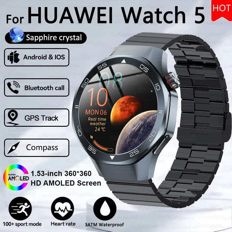 2025 New Watch 5 Pro High-end GPS Smartwatches Sapphire Glass Screen Build-in GPS Compass Men 3ATM Waterproof Sports Smart Watch
