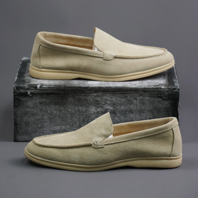 Classic Brand Men's Suede Leather Shoes Soft Soles Comfortable Loafers for Daily Commuting and Men's Driving Work Shoes