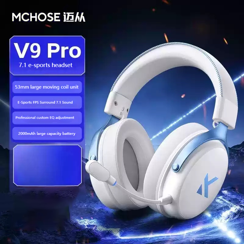 MCHOSE V9 Pro E-Sports Headphone Tri-Mode Game Bluetooth Computer Microphone Wireless Usb 7.1 Channel Surround Sound Headphone