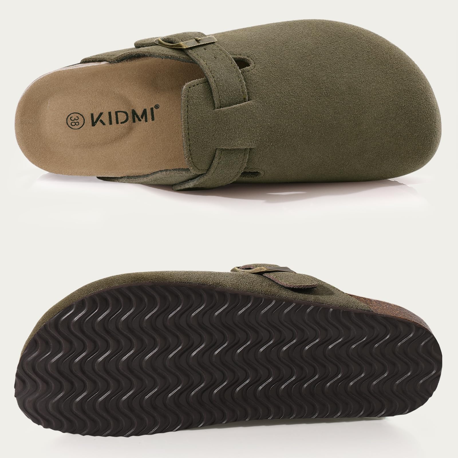 KIDMI Suede Clogs for Women Men Mules Cork Footbed Sandals With Arch Support Fashion Nonslip Outdoor Beach Slippers Home Shoes