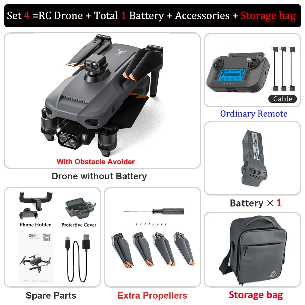 New ZLL SG909 Brushless Drone 3-Axis Gimbal Professional Camera With Touch Screen Obstacle Avoidance EIS Electronic RC Dron Toy