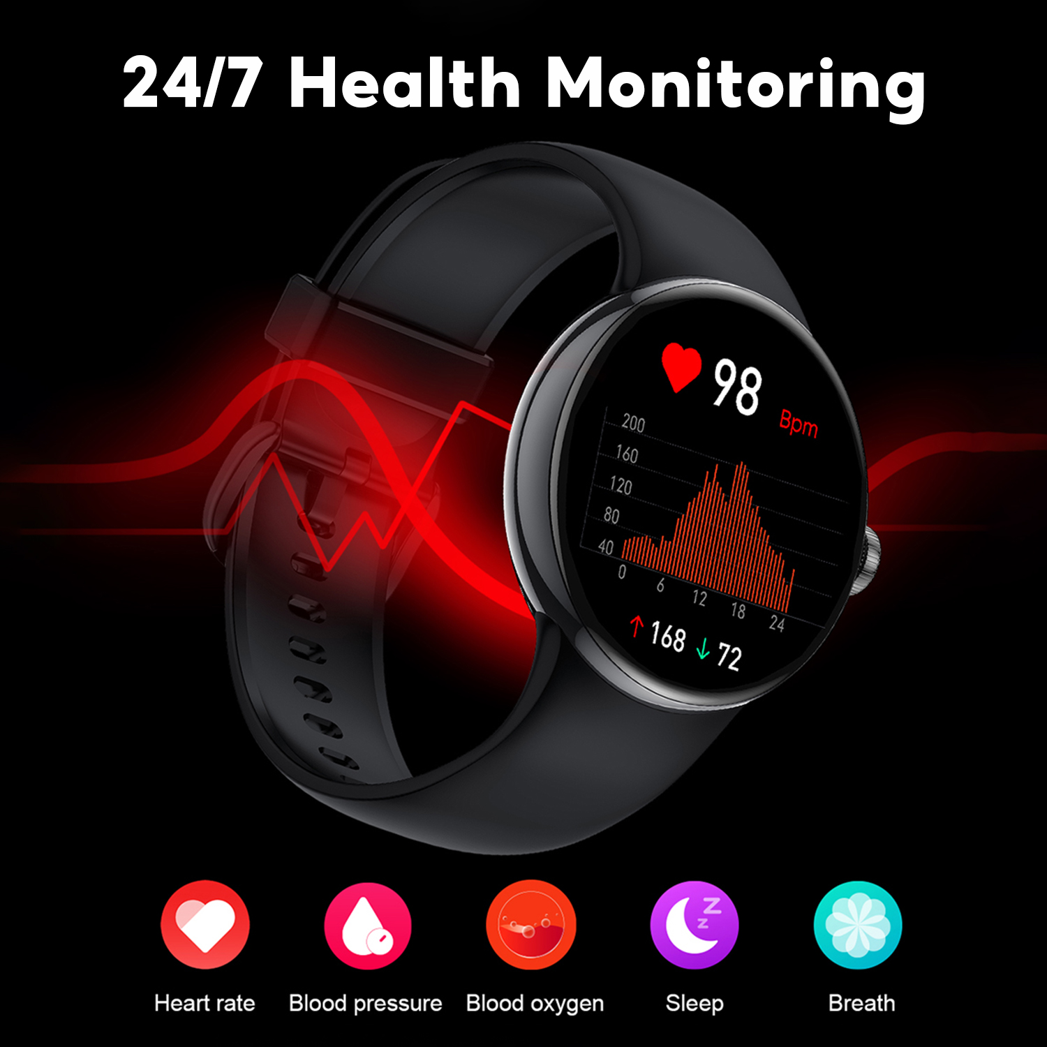 WIFIT Smart Watch 1.3-inch Display Bluetooth Link, Multi functional Smart Watch with Call/Health/Exercise Monitoring, Waterproof