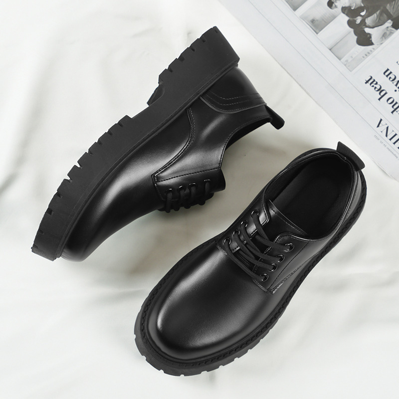 Autumn 2025 New Men's Business Derby Shoes Black Leather Loafers for Men Chef Shoes Men's Korean Platform Formal Dress Footwear