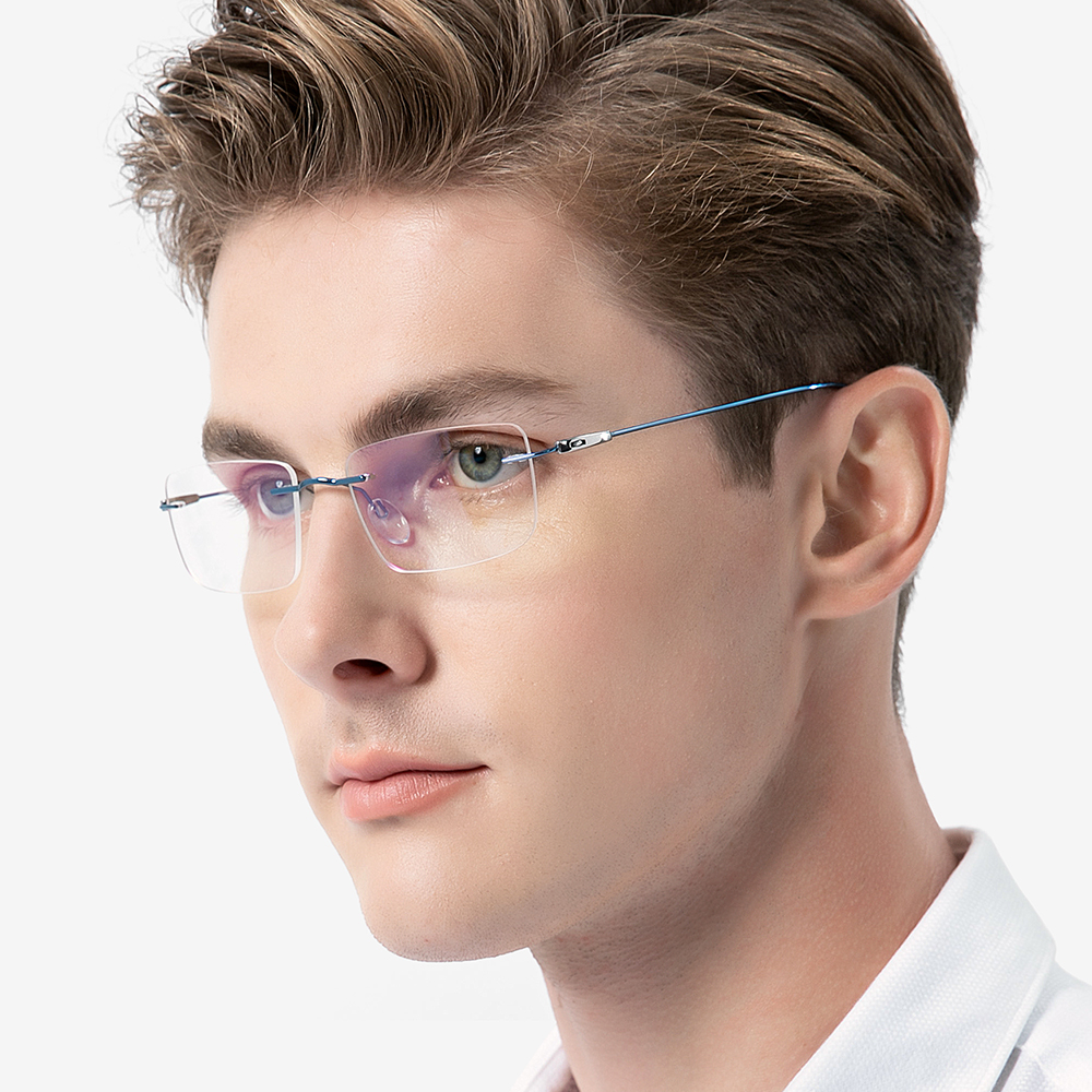FONEX Titanium Glasses Frame Men Brand Design Square Rimless Frameless Eyeglasses Women Ultralight-Weight Japanese Eyewear 85708