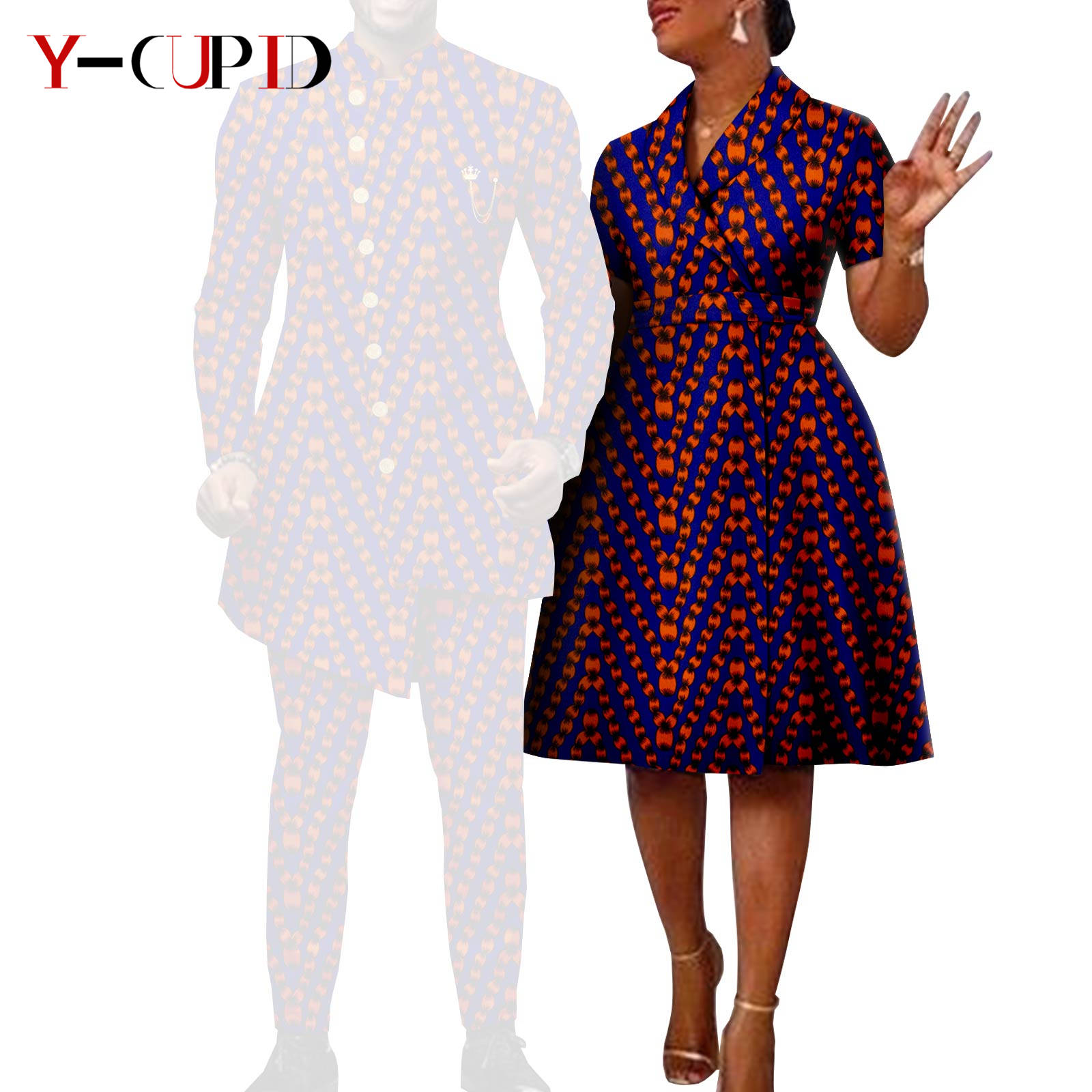 African Suits for Men Single Breasted Fit Jackets Matching Couple Outfits Bazin Riche Dashiki Print Dresses Trench Coats Y23C007