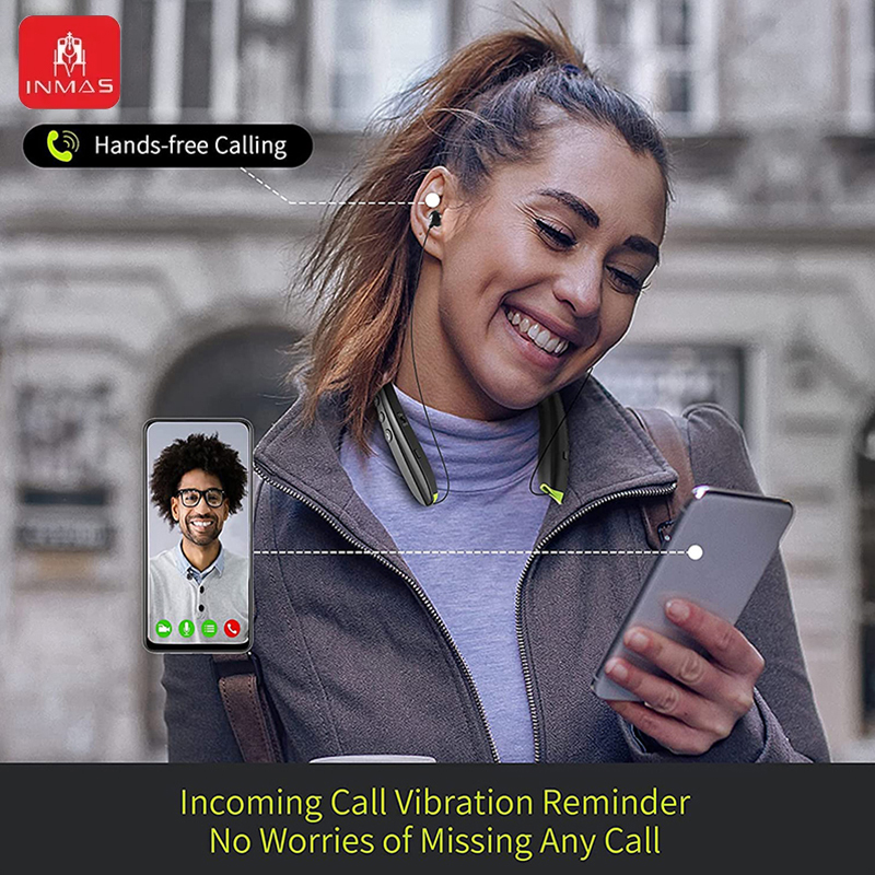 INMAS SX-991True Wireless Foldable Earbuds Bluetooth Neckband Headset Hifi Stereo Earphones Noise Cancelling Headphones With Mic