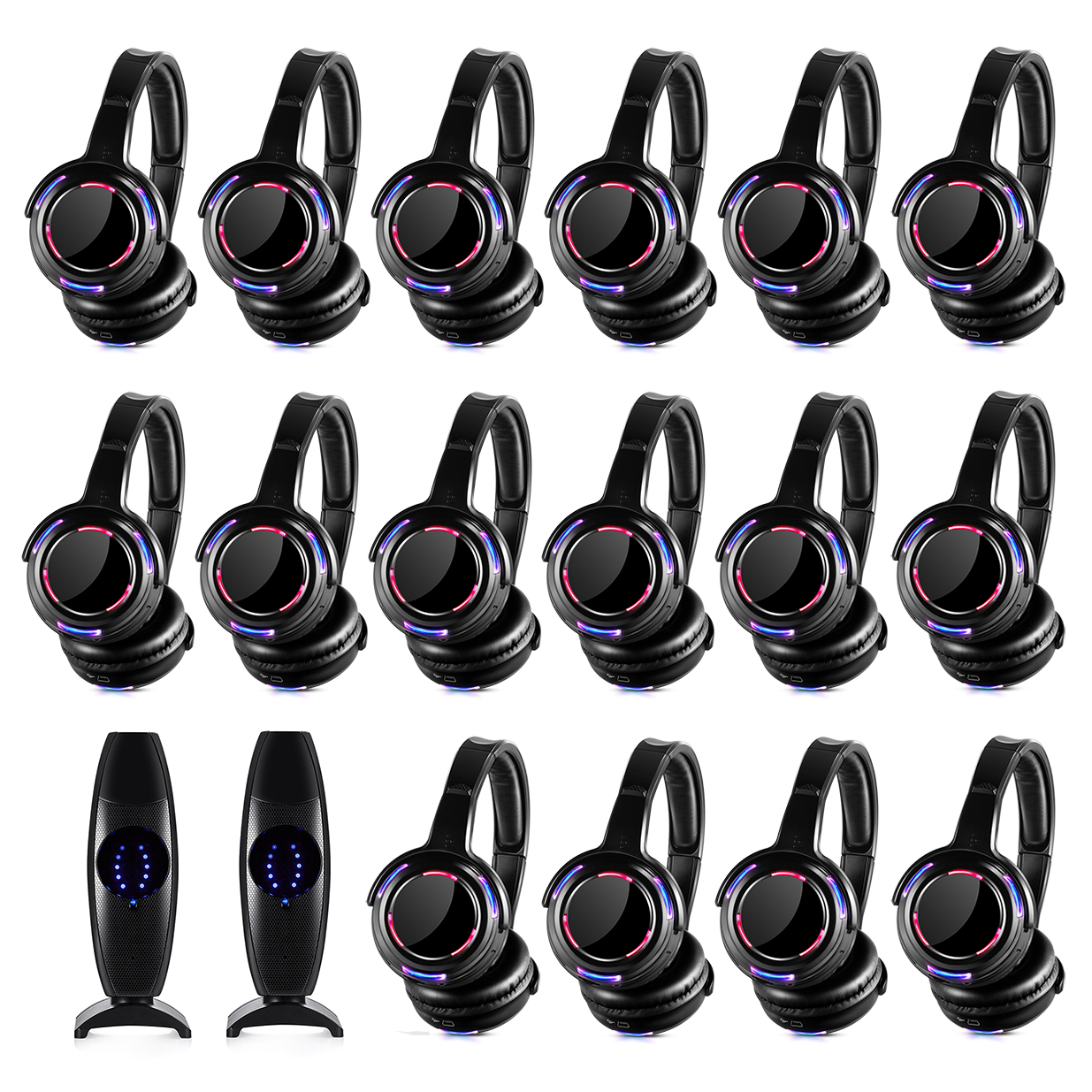 Silent Disco Led Wireless Headphones for Party Several Bundles for Choice
