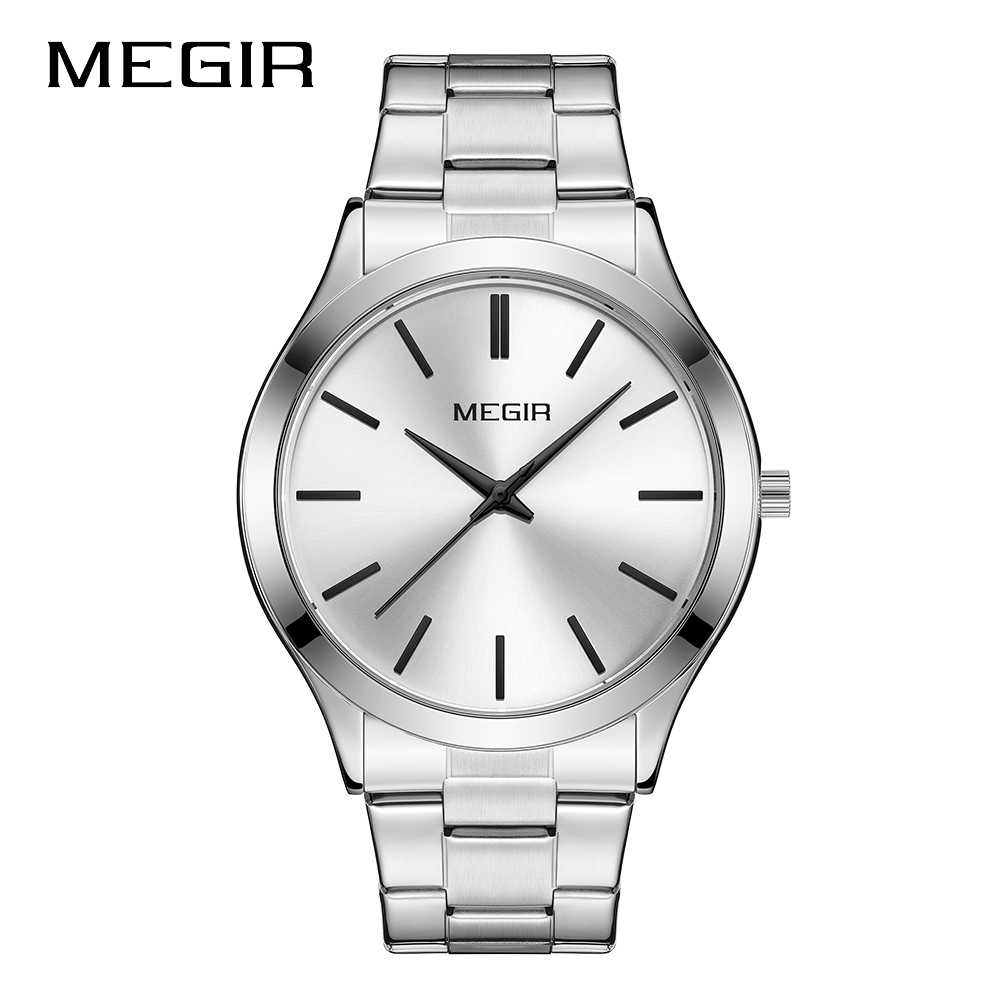 MEGIR Luxury Simple Quartz Men's Watch Business Stainless Steel Bracelet Luminous Watches Man High-Quality Clock reloj hombre
