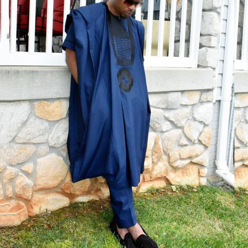H&D African Men Clothing 3 Pieces Set Mens Dashiki Shirt Africa Agbada Outfit Clothes Dress Tops Pant Suits Children's Attire