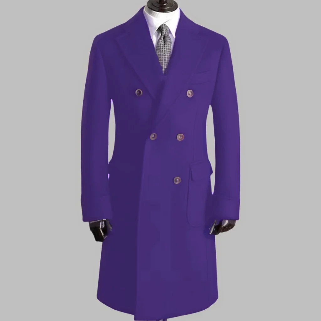 Trench Coat with Notched Lapel and Double-breasted ，comfortable Winter Jacket for Men，Double Breasted，Warm, Coat Customization