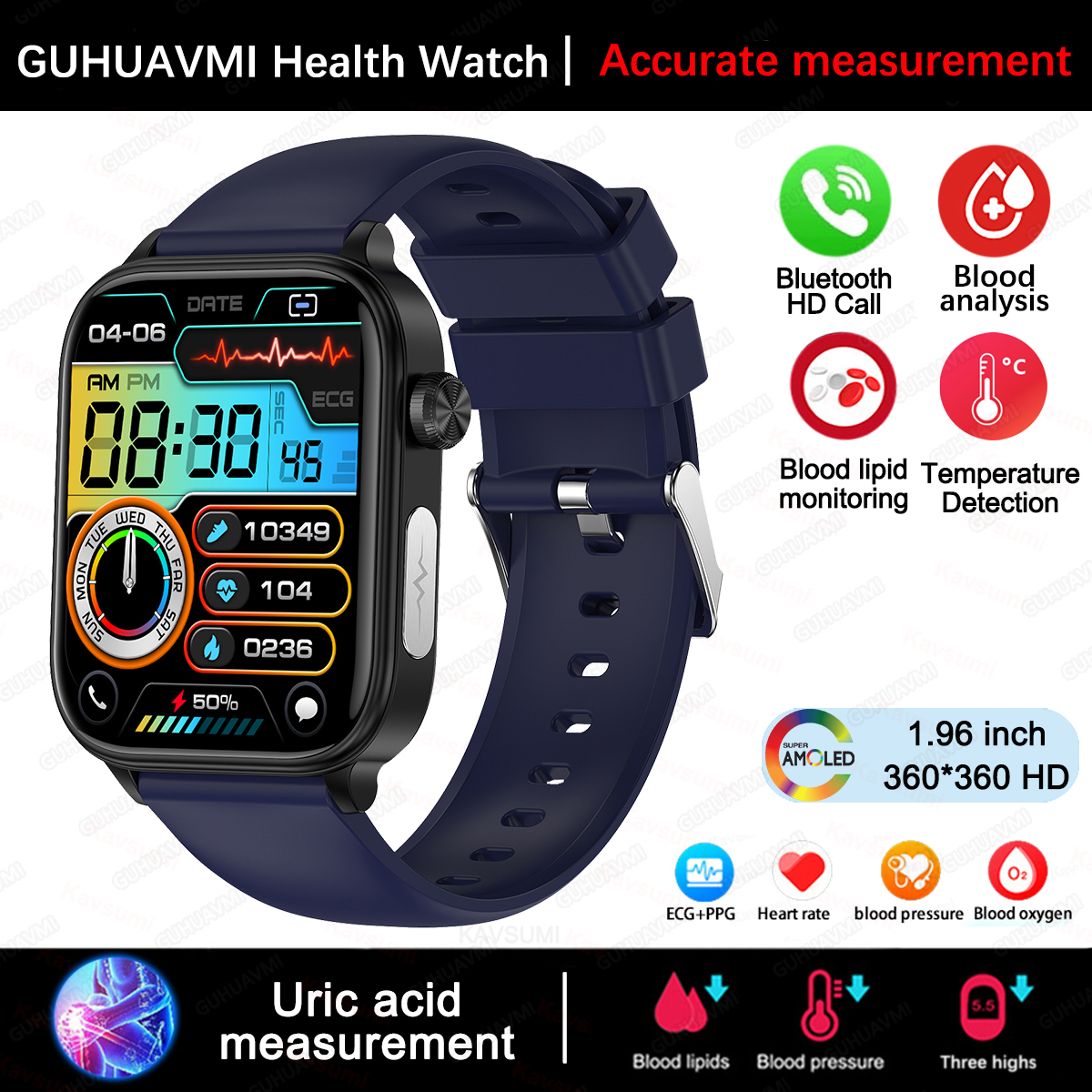 2025 New For XIAOMI ECG+PPG Blood Fat Uric Acid Health Smartwatch Men Women Heart Rate Blood Pressure Bluetooth Call Smart Watch