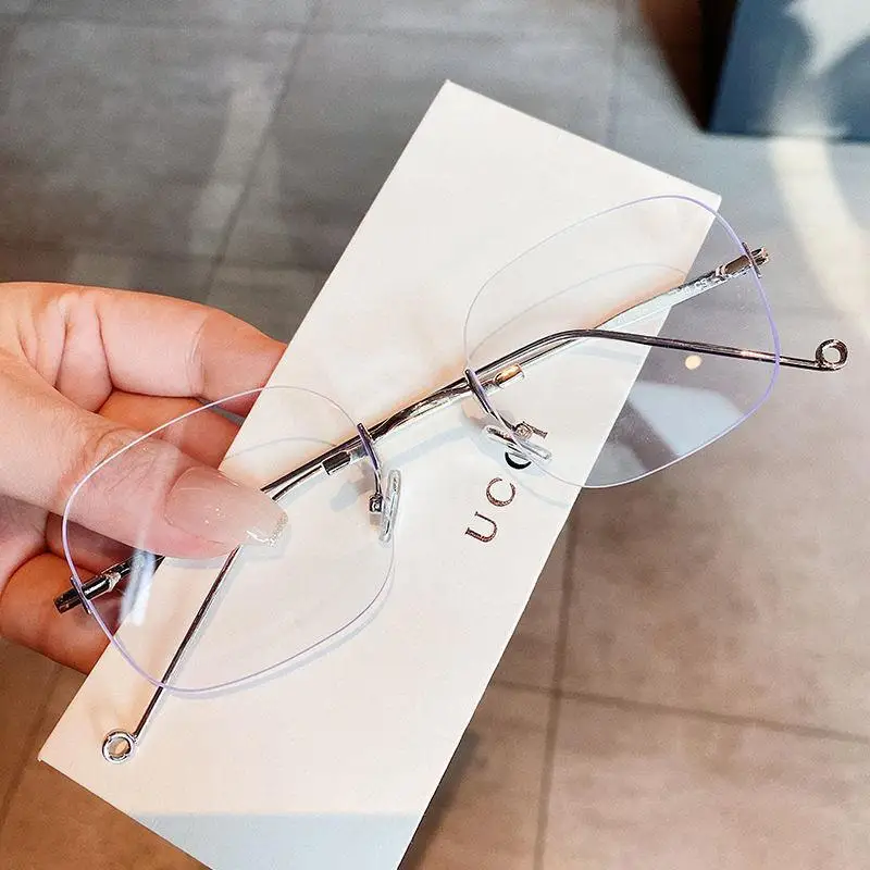 High Quality Myopia Glasses Unisex Square Frameless Frame Anti-blue Light Eyeglasses Nearsighted Prescription Eyewear Diopter