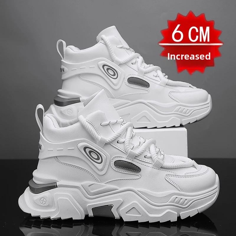 Men's High Top Dad Shoes with Thick Sole And Hidden Height 12cm Increase 10 Casual Sports Shoes for Adults Summer Synthetic