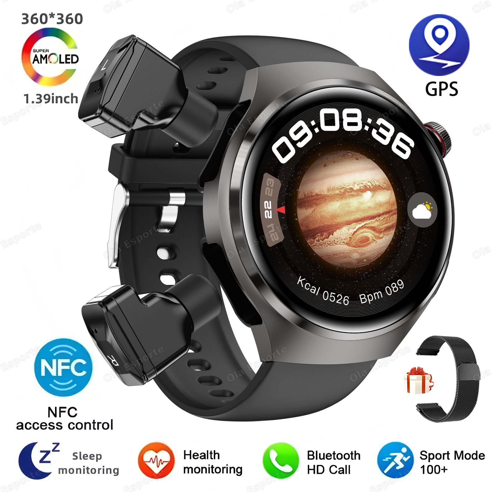 2 In 1 Smartwatch With Headphones TWS Earphone NFC GPS Tracker BT Calls IP68 Waterproof Sports Fitness Smart Watch Men 2025 New
