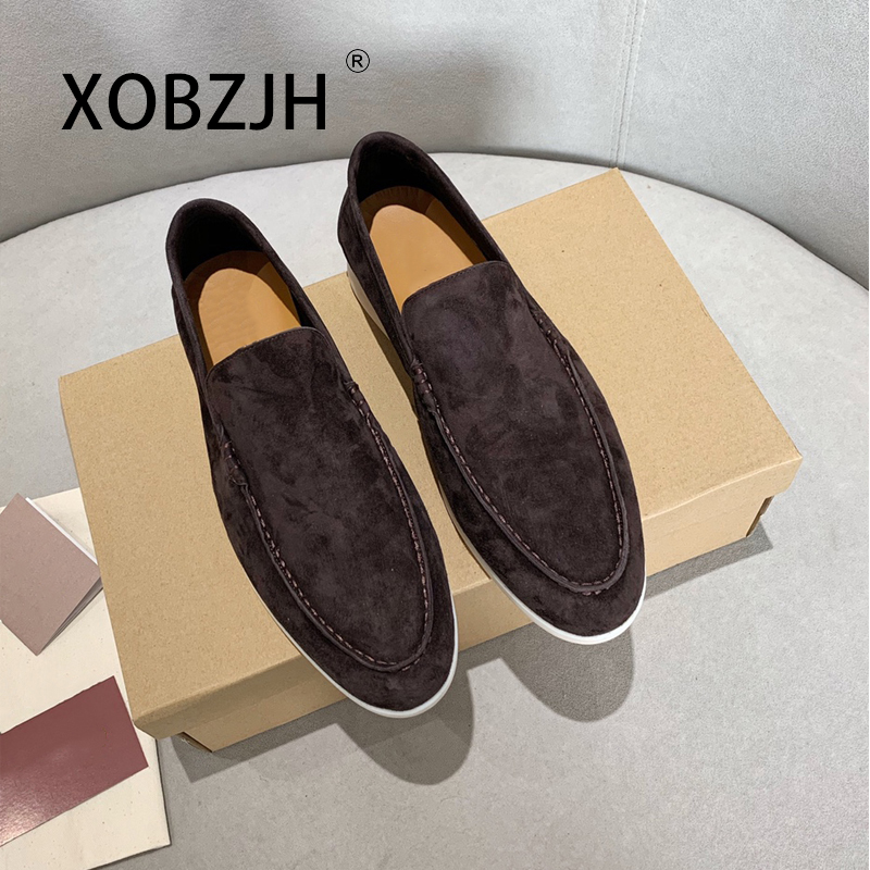 No Logo-Luxury Designer Suede Leather Men's Loafers Spring and Autumn Casual Soft Sole High Quality Cashmere Trends Flat Shoes