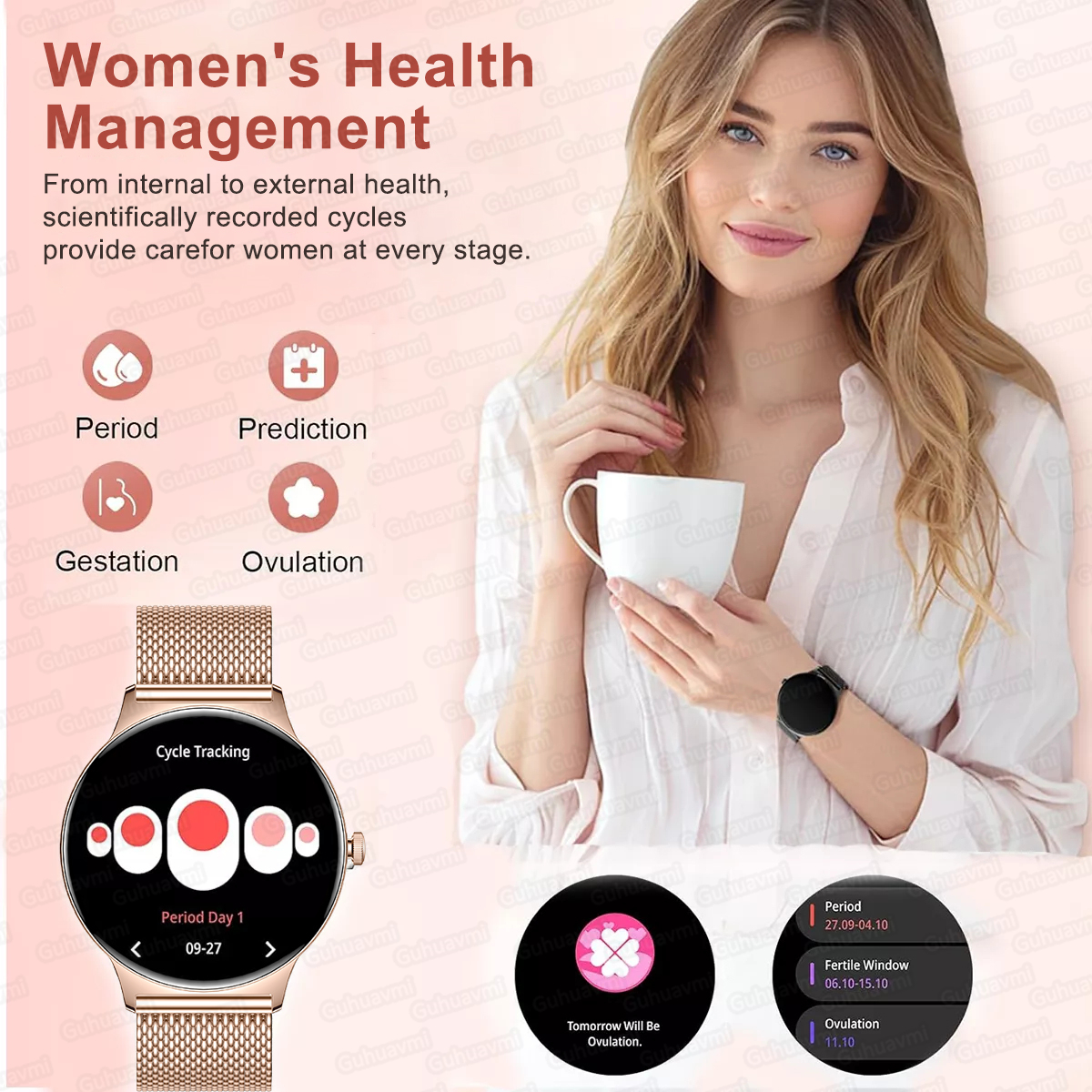 2025 New Smart Watch For Women Gift 1.43 Inch Full Touch Screen Sports Fitness Watches Bluetooth Calls Digital Smartwatch Ladies