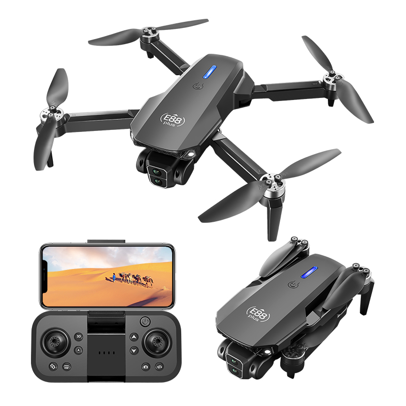 New Upgraded Drone E88 Plus 4K Dual-Camera HD Aerial Photography Dron with Screen Foldable Quadcopter RC Toy for Kids Boys Gifts
