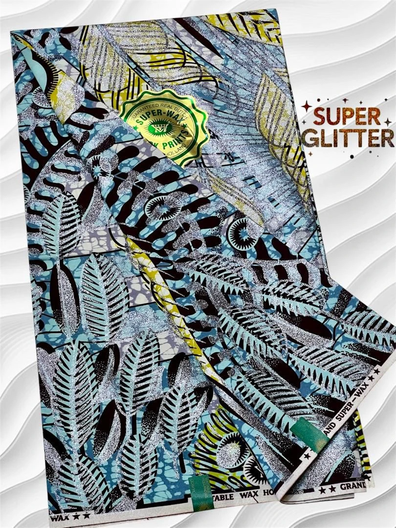 Shine Like Royalty: Original Super Glitter Grand Super Wax – Elite Atamfa Turmi for Stunning Dashiki & High-Fashion African Outfits