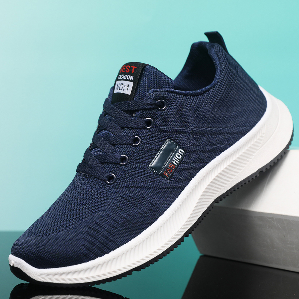 Men's woven mesh sports single shoes with comfortable, breathable and trendy casual running shoes