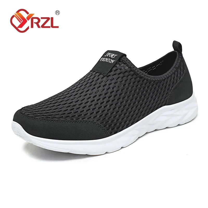 YRZL Men's Sneakers Breathable Mesh Men Casual Shoes Outdoor Non-Slip Big Size Loafers Walking Lightweight Male Tennis shoes