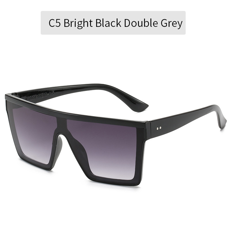 2023 Vintage Male Flat Top Sunglasses Men Brand Black Square Shades UV400 Gradient Sun Glasses For Women Cool One Piece Designer