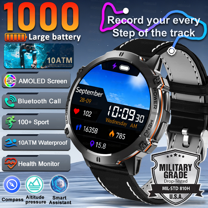 Men Smartwatch High End Sports Watches 1000mAh Large Battery Waterproof Durable AI Custom dial  TREX3  Smart Watch For Men women