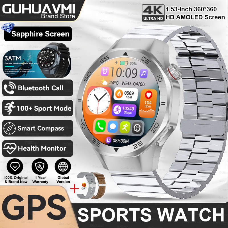 2025 New Watch 5 Pro High-end GPS Smartwatches Sapphire Glass Screen Build-in GPS Compass Men 3ATM Waterproof Sports Smart Watch