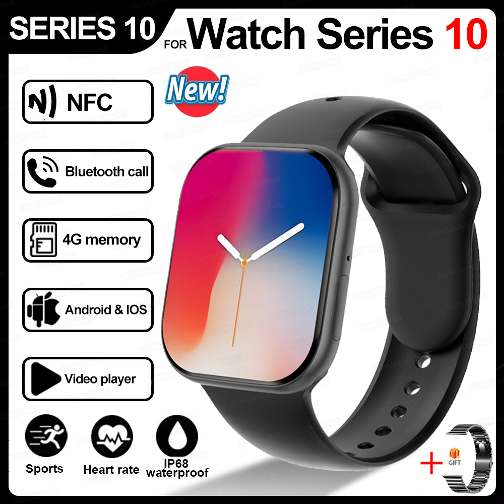 2025 New Men Smartwatch Series 10 Watch HD" AMOLED 32GB ROM Bluetooth Call Music Video GPS NFC Compass IP68 Waterproof For IOS