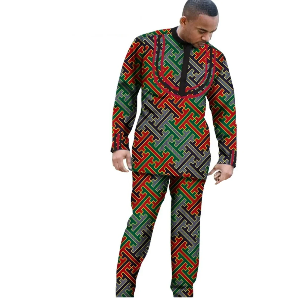African Parent-child Clothing Long Sleeve Slim Fits Dashiki Outfits for Father Boys Fashion Men African Clothes Sets Wyq340