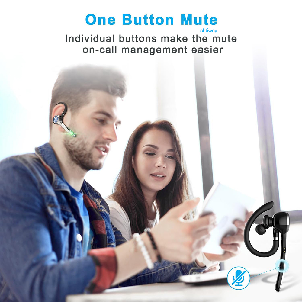 Bluetooth Headset V5.3, Wireless Earpiece with 500mAh Charging Case, 72H Talktime, Hands Free Noise Canceling Headphone with Mic